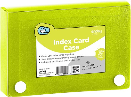 Enday 3" X 5" Index Card Case Holds 5 Tab Dividers, Color: Green | Michaels Enday 3" X 5" Index Card Case Holds 5 Tab Dividers, Color: Green | Michaels